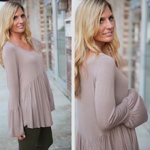 Mocha Bell Sleeve Baby Doll Tunic!
